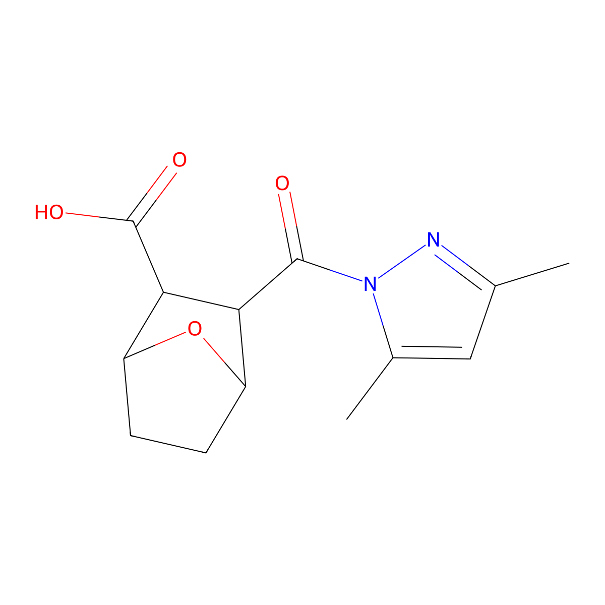 2-(3,5-Dimethylpyrazole-1-carbonyl)-7-oxabicyclo[2.2.1]heptane-3-carboxylic acid molecular structure, CAS 1022330-62-6