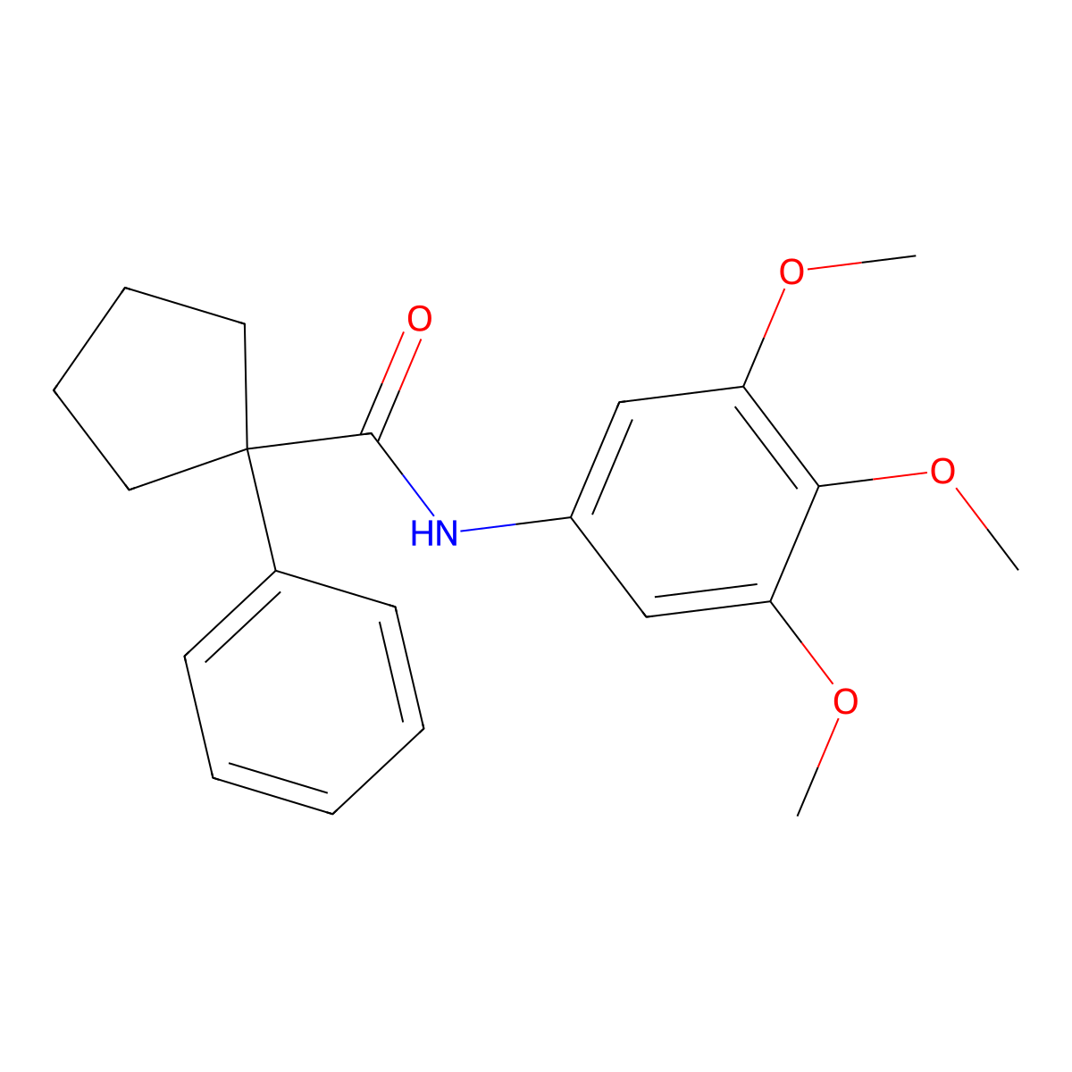 1-phenyl-N-(3,4,5-trimethoxyphenyl)cyclopentane-1-carboxamide molecular structure, CAS 1022331-82-3