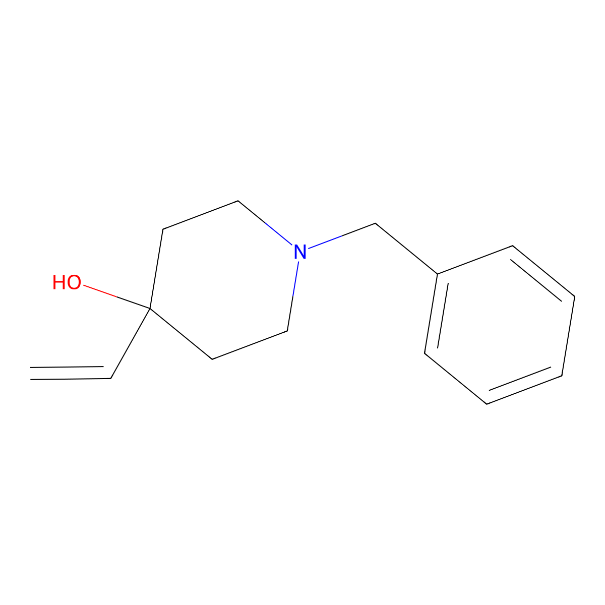 1-Benzyl-4-vinylpiperidin-4-ol molecular structure, CAS 102234-74-2