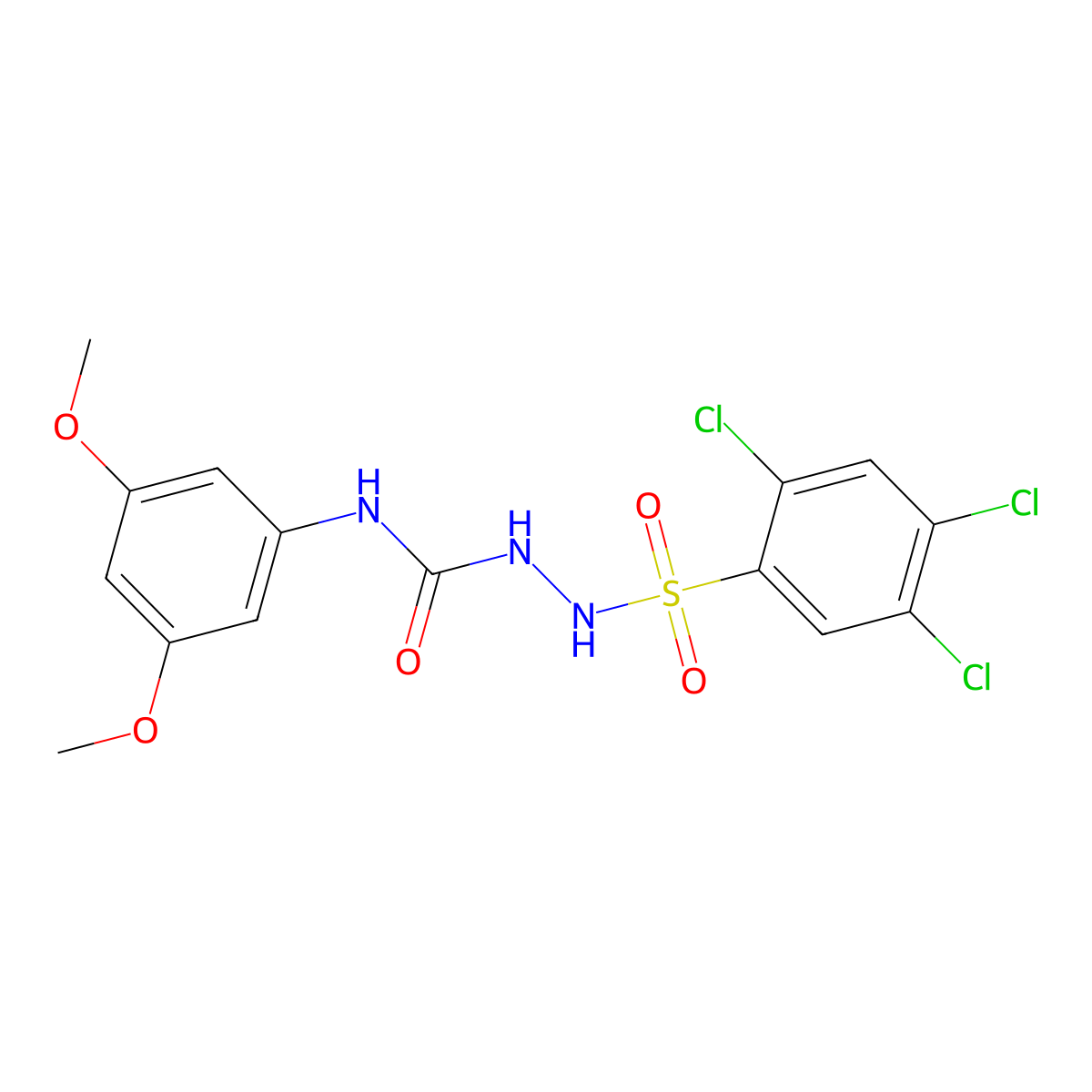 1-(3,5-Dimethoxyphenyl)-3-[(2,4,5-trichlorophenyl)sulfonylamino]urea molecular structure, CAS 1022352-91-5
