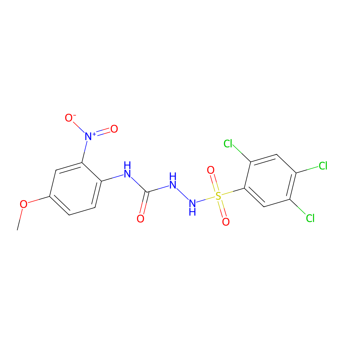 4-(2-Nitro-4-methoxyphenyl)-1-((2,4,5-trichlorophenyl)sulfonyl)semicarbazide molecular structure, CAS 1022353-15-6