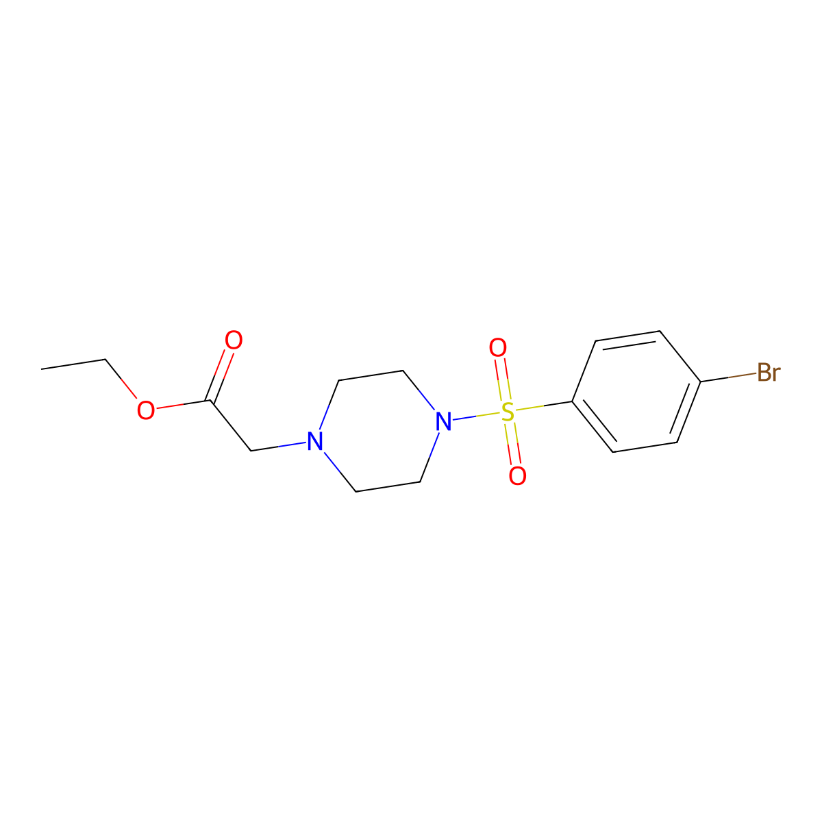 Ethyl 2-(4-((4-bromophenyl)sulfonyl)piperazin-1-yl)acetate molecular structure, CAS 1022353-79-2