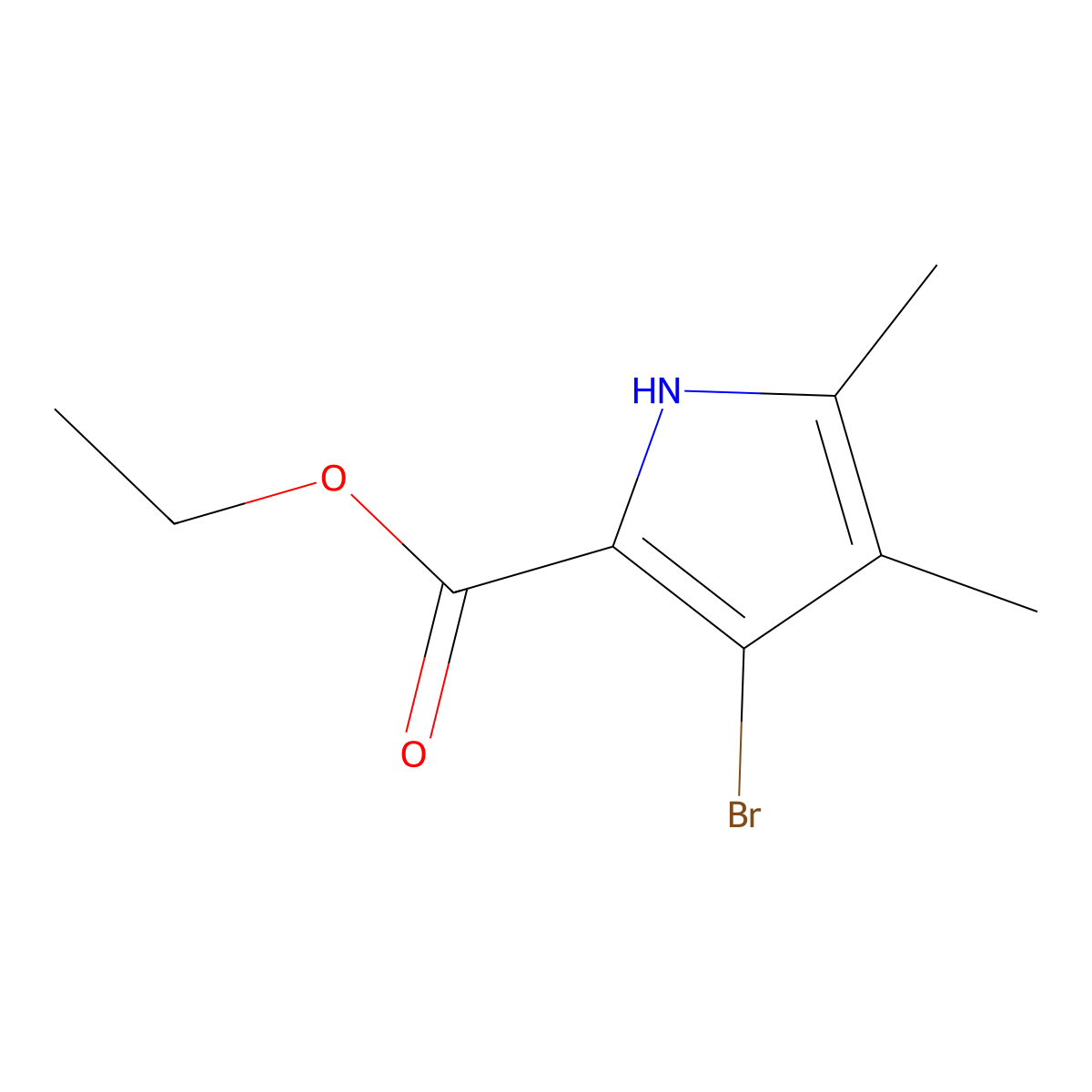 Ethyl 3-bromo-4,5-dimethyl-1H-pyrrole-2-carboxylate molecular structure, CAS 102236-53-3