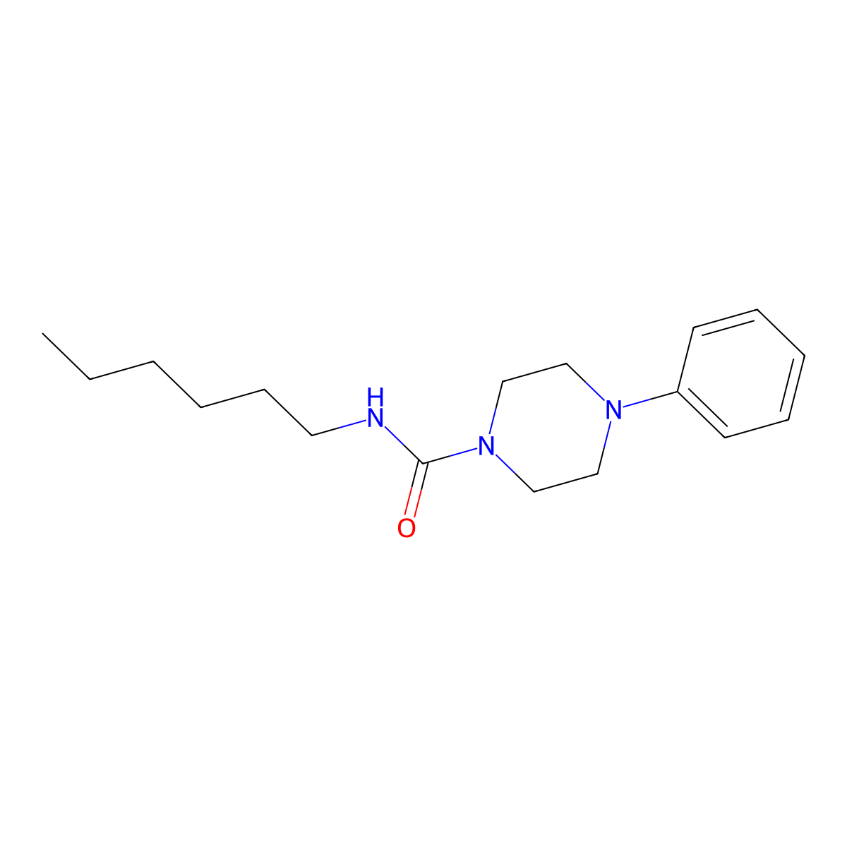 N-hexyl-4-phenylpiperazine-1-carboxamide molecular structure, CAS 1022362-69-1