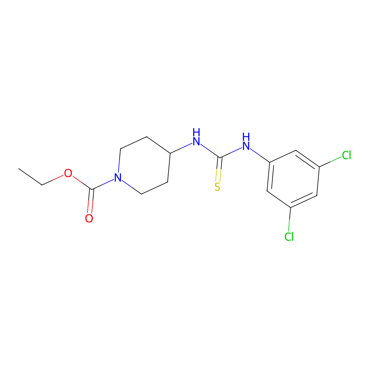 Ethyl 4-(3-(3,5-dichlorophenyl)thioureido)piperidine-1-carboxylate molecular structure, CAS 1022367-69-6