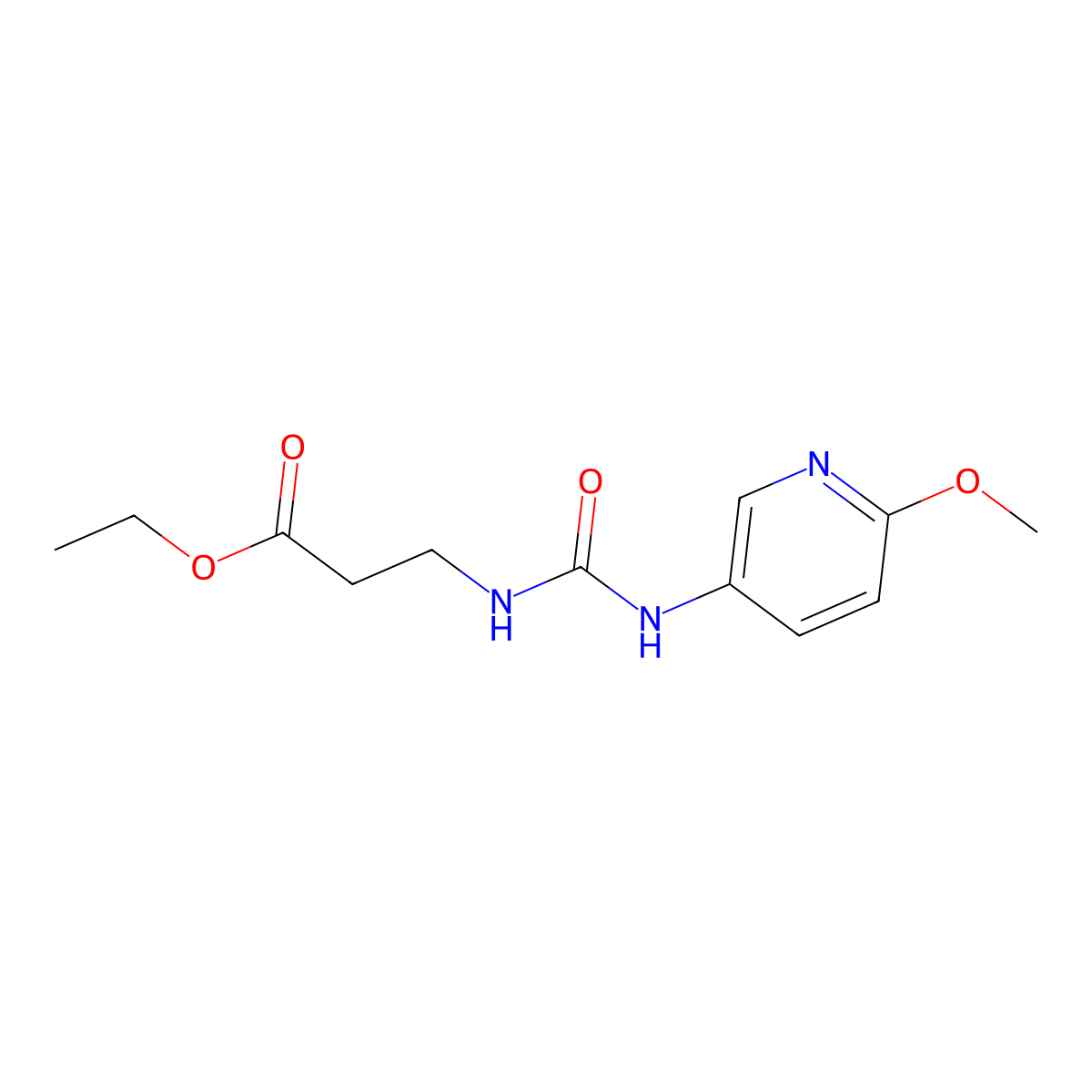 Ethyl 3-((N-(6-methoxy-3-pyridyl)carbamoyl)amino)propanoate molecular structure, CAS 1022387-29-6