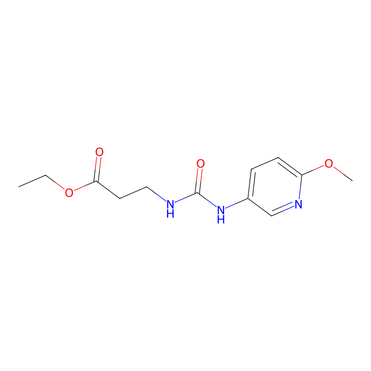 Ethyl 3-((N-(6-methoxy-3-pyridyl)carbamoyl)amino)propanoate molecular structure, CAS 1022387-29-6