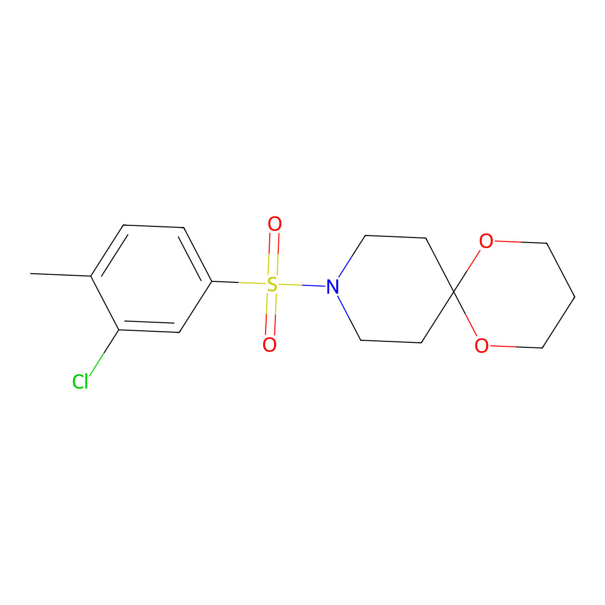 9-((3-Chloro-4-methylphenyl)sulfonyl)-1,5-dioxa-9-azaspiro[5.5]undecane molecular structure, CAS 1022389-35-0
