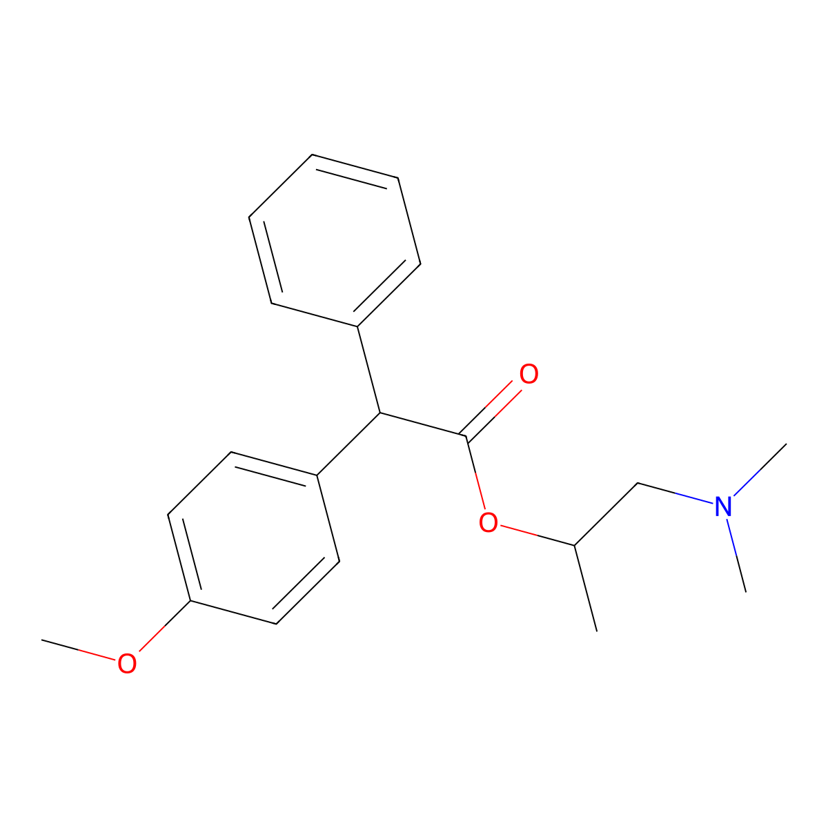 1-(Dimethylamino)propan-2-yl (4-methoxyphenyl)(phenyl)acetate molecular structure, CAS 102239-74-7