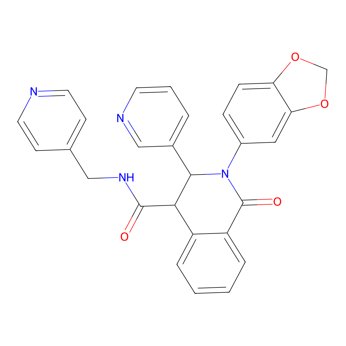 2-(1,3-benzodioxol-5-yl)-1-oxo-3-pyridin-3-yl-N-(pyridin-4-ylmethyl)-3,4-dihydroisoquinoline-4-carboxamide molecular structure, CAS 1022390-58-4