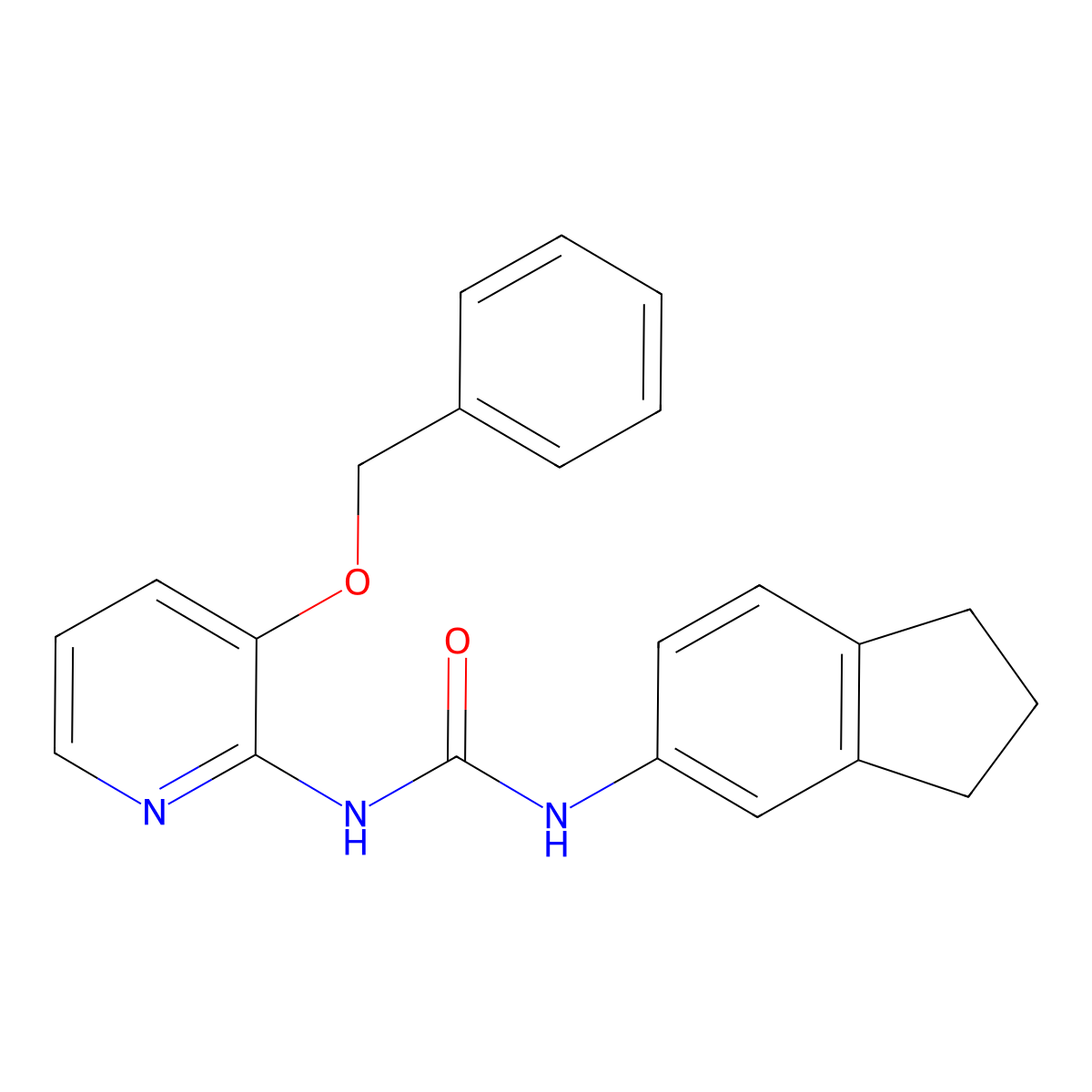 1-(2,3-dihydro-1H-inden-5-yl)-3-(3-phenylmethoxypyridin-2-yl)urea molecular structure, CAS 1022394-02-0
