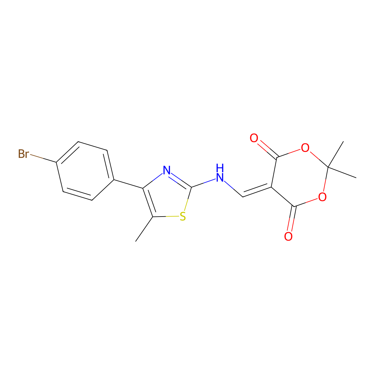 5-[[[4-(4-Bromophenyl)-5-methyl-1,3-thiazol-2-yl]amino]methylidene]-2,2-dimethyl-1,3-dioxane-4,6-dione molecular structure, CAS 1022394-28-0