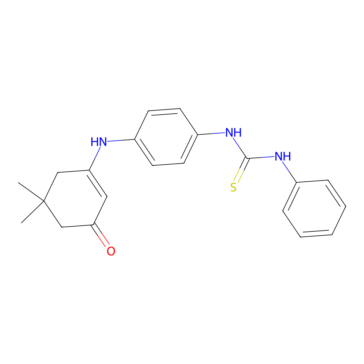 3-{4-[(5,5-Dimethyl-3-oxocyclohex-1-en-1-yl)amino]phenyl}-1-phenylthiourea molecular structure, CAS 1022394-31-5
