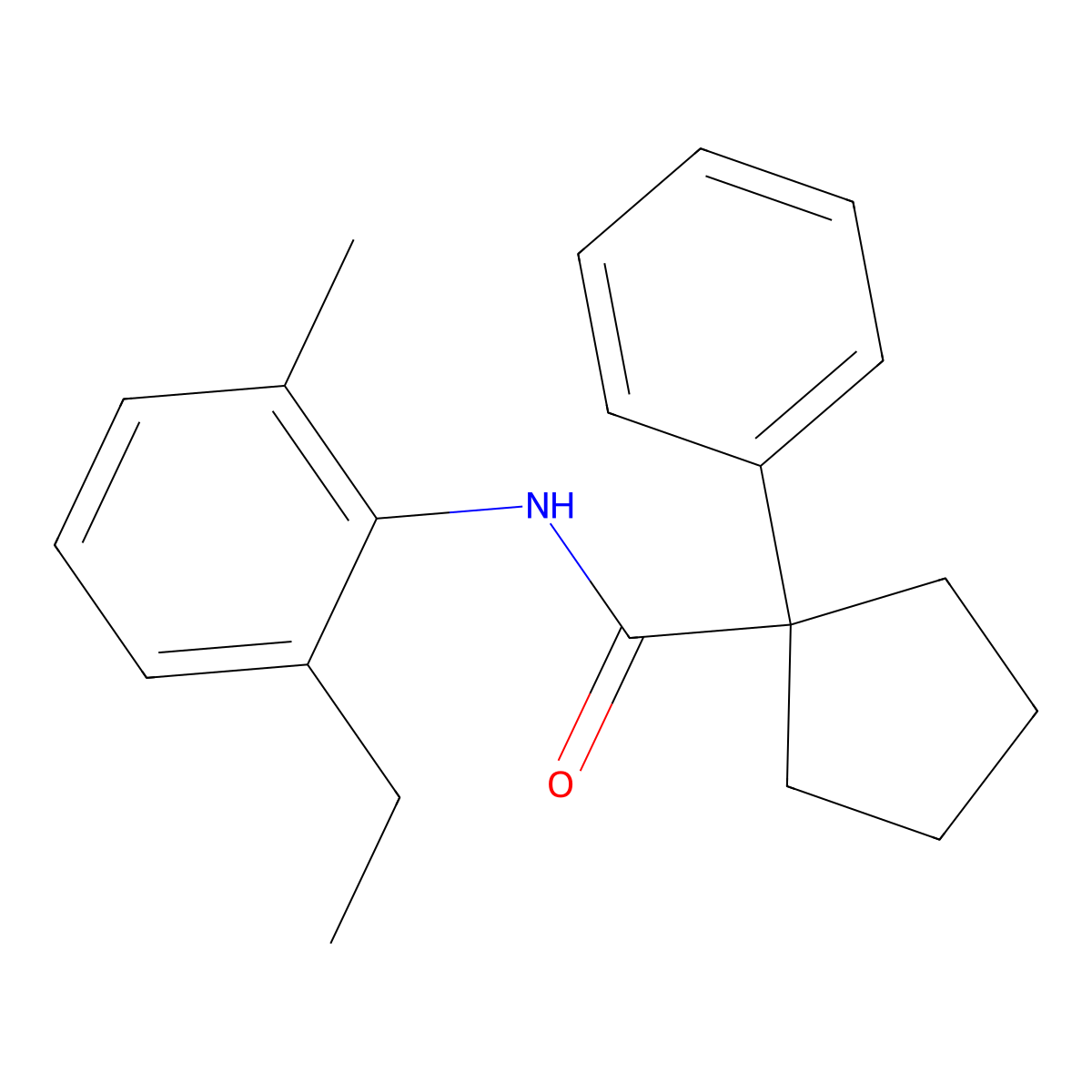 N-(2-ethyl-6-methylphenyl)-1-phenylcyclopentane-1-carboxamide molecular structure, CAS 1022394-34-8