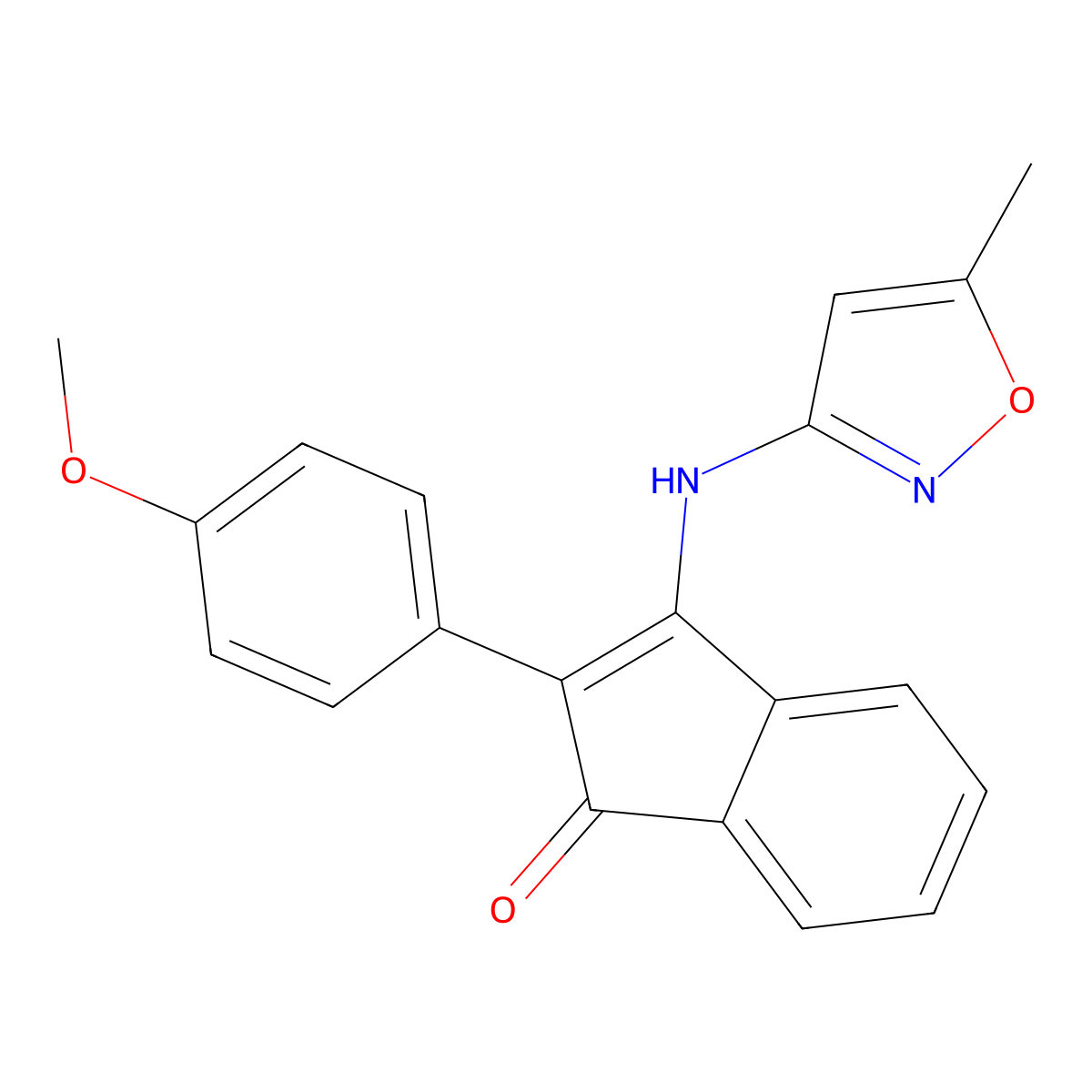 2-(4-Methoxyphenyl)-3-((5-methylisoxazol-3-YL)amino)inden-1-one molecular structure, CAS 1022394-38-2