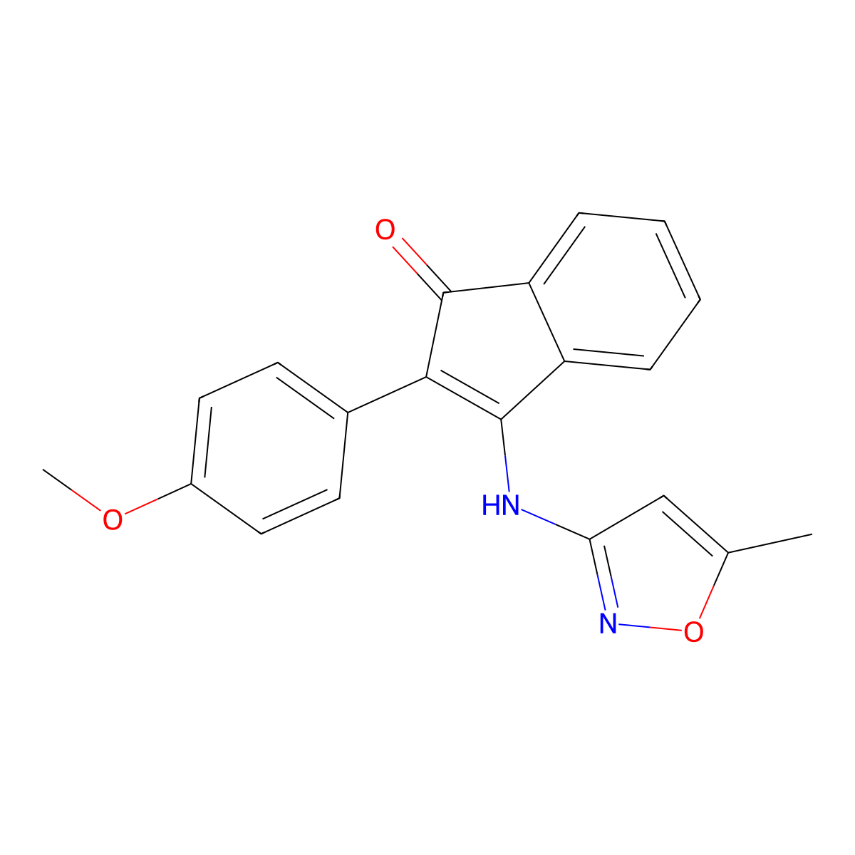 2-(4-Methoxyphenyl)-3-((5-methylisoxazol-3-YL)amino)inden-1-one molecular structure, CAS 1022394-38-2