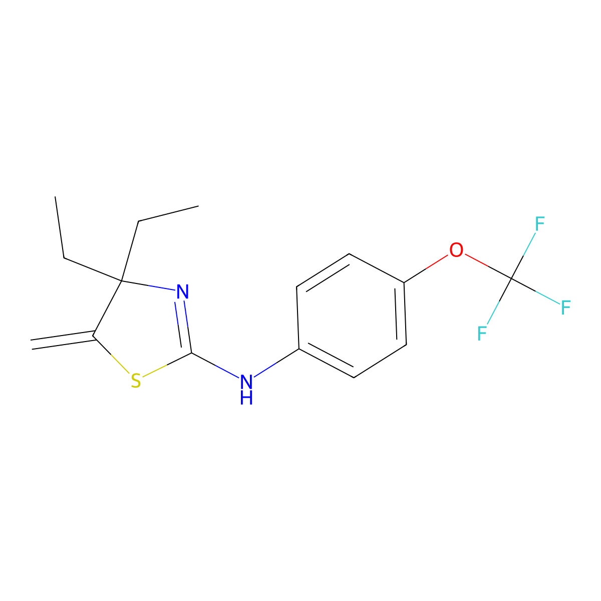 4,4-diethyl-5-methylidene-N-[4-(trifluoromethoxy)phenyl]-1,3-thiazol-2-amine molecular structure, CAS 1022395-61-4