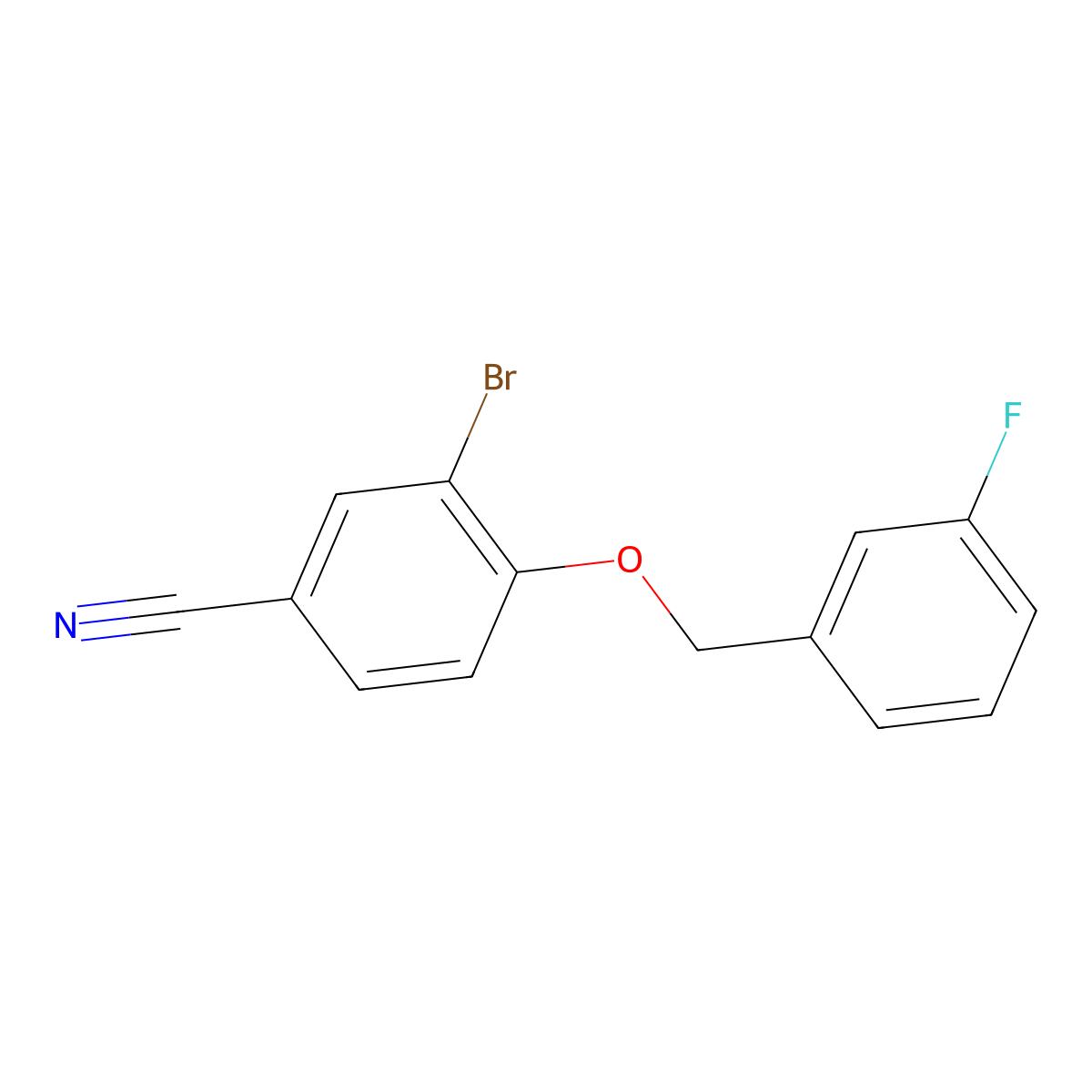 3-Bromo-4-((3-fluorobenzyl)oxy)benzonitrile molecular structure, CAS 1022396-37-7