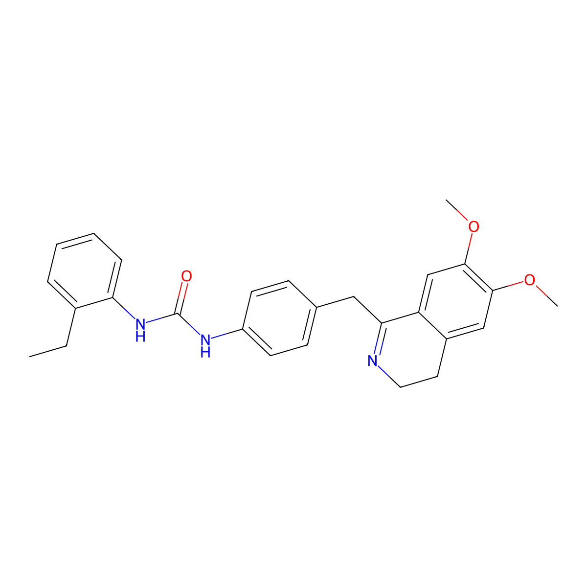 1-[4-[(6,7-Dimethoxy-3,4-dihydroisoquinolin-1-yl)methyl]phenyl]-3-(2-ethylphenyl)urea molecular structure, CAS 1022399-25-2