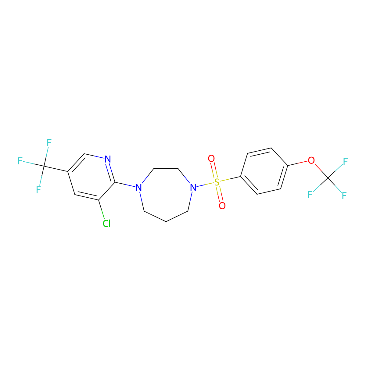 1-[3-Chloro-5-(trifluoromethyl)pyridin-2-yl]-4-[4-(trifluoromethoxy)phenyl]sulfonyl-1,4-diazepane molecular structure, CAS 1022400-77-6