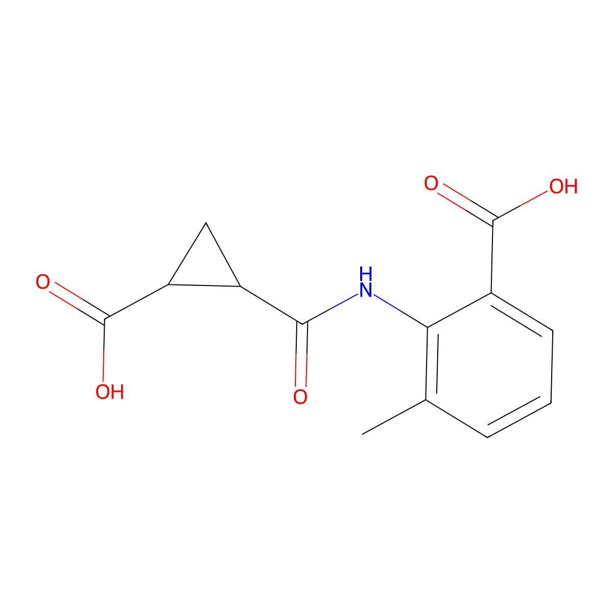 2-((2-Carboxycyclopropyl)carbonylamino)-3-methylbenzoic acid molecular structure, CAS 1022401-28-0