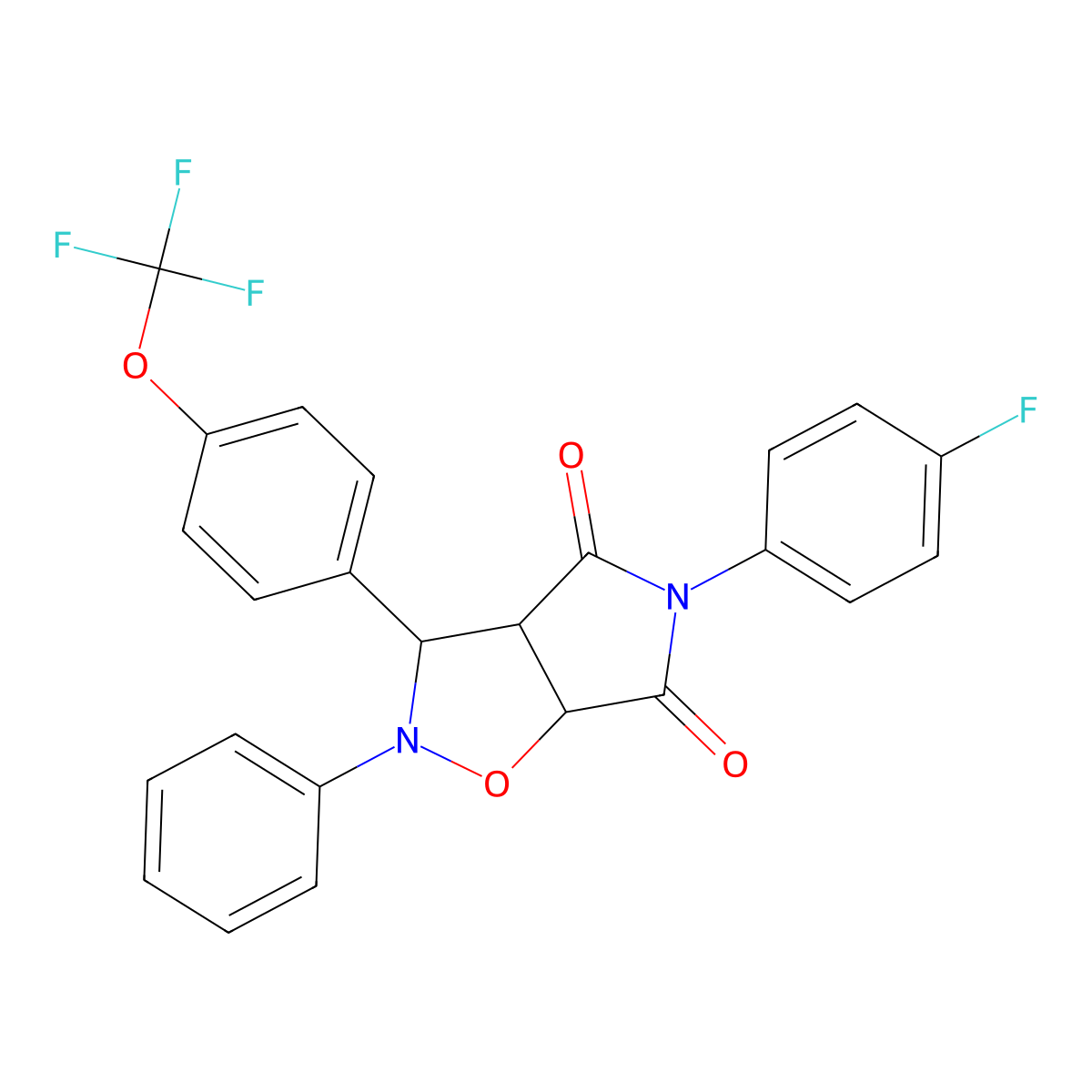 5-(4-fluorophenyl)-2-phenyl-3-[4-(trifluoromethoxy)phenyl]dihydro-2H-pyrrolo[3,4-d][1,2]oxazole-4,6(3H,5H)-dione molecular structure, CAS 1022401-81-5