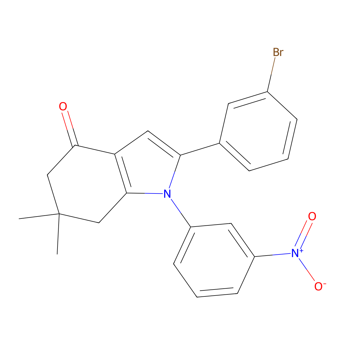 2-(3-Bromophenyl)-6,6-dimethyl-1-(3-nitrophenyl)-5,7-dihydroindol-4-one molecular structure, CAS 1022403-88-8