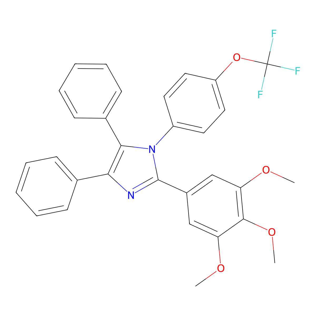 (4-(4,5-Diphenyl-2-(3,4,5-trimethoxyphenyl)imidazolyl)phenoxy)trifluoromethane molecular structure, CAS 1022404-11-0