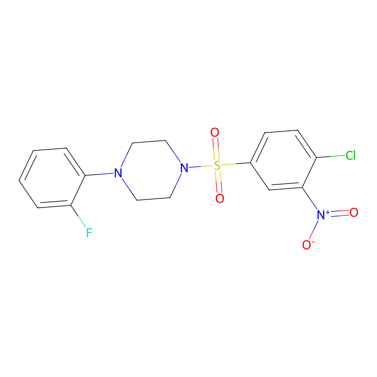 1-Chloro-4-((4-(2-fluorophenyl)piperazinyl)sulfonyl)-2-nitrobenzene molecular structure, CAS 1022404-90-5