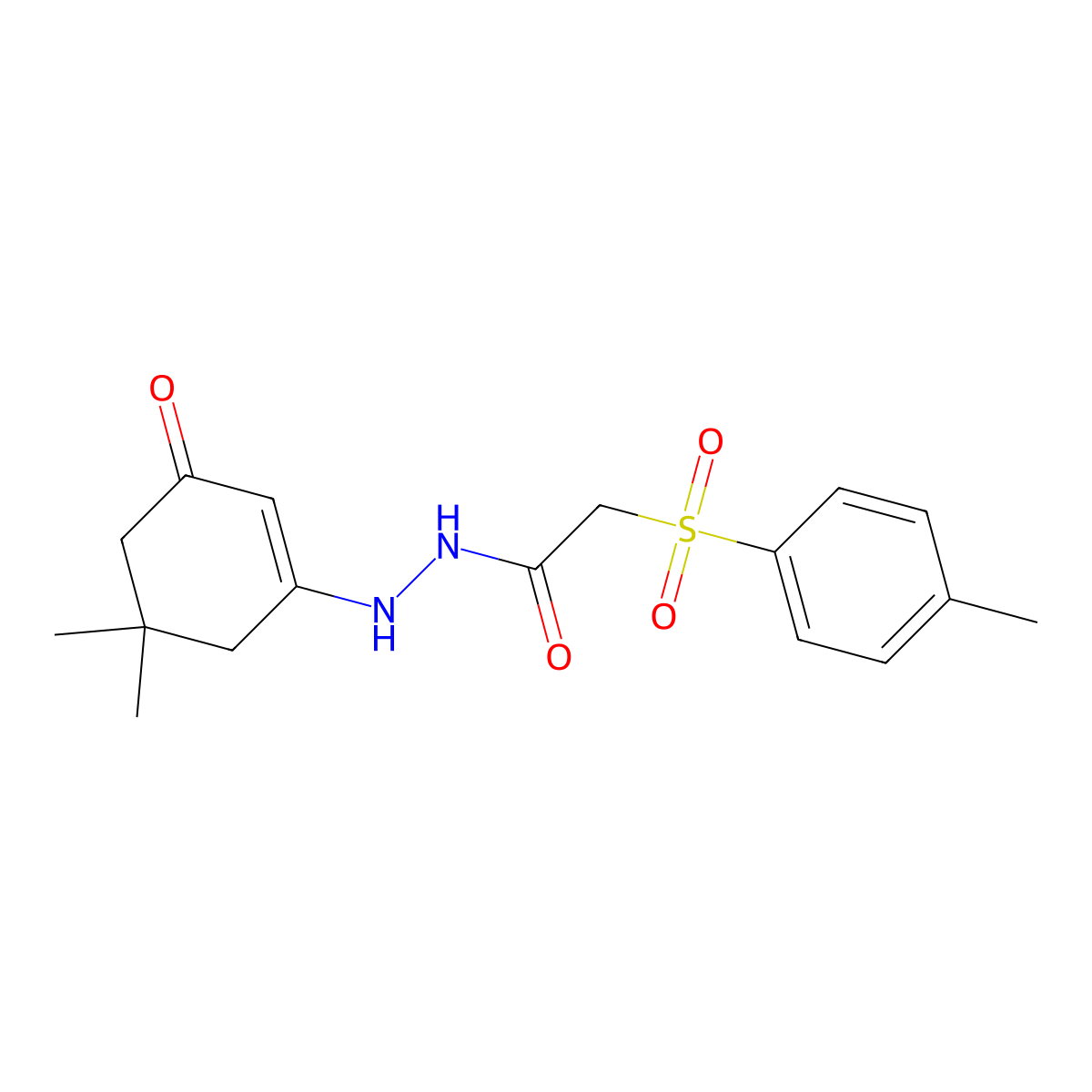 N-((5,5-Dimethyl-3-oxocyclohex-1-enyl)amino)-2-((4-methylphenyl)sulfonyl)ethanamide molecular structure, CAS 1022406-91-2