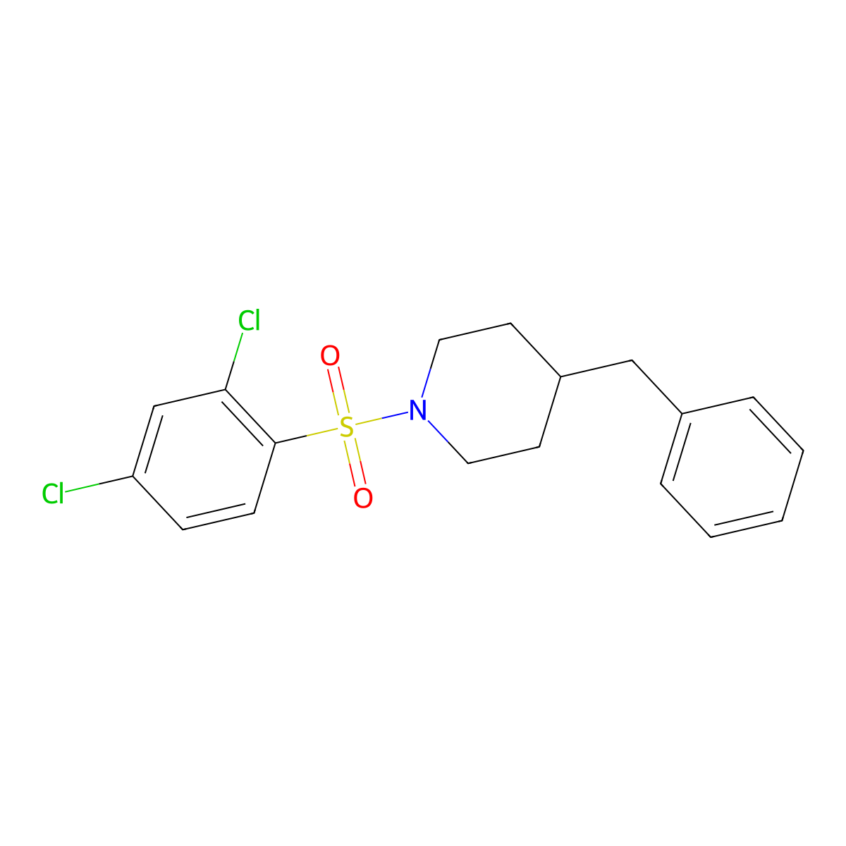 4-Benzyl-1-(2,4-dichlorophenyl)sulfonylpiperidine molecular structure, CAS 1022409-37-5