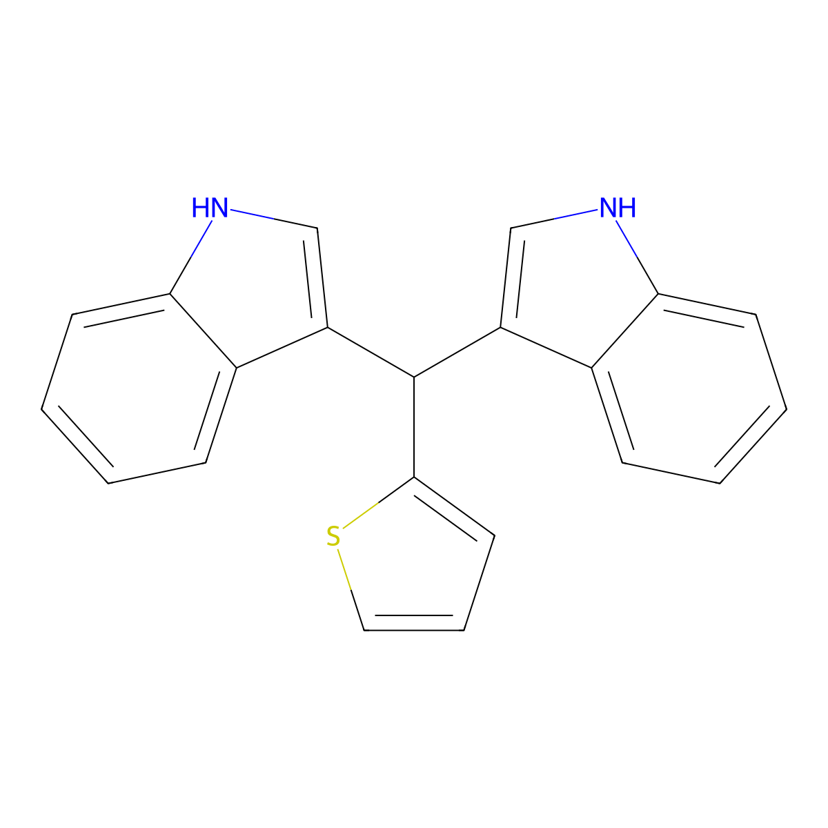 3-[1H-indol-3-yl(thiophen-2-yl)methyl]-1H-indole molecular structure, CAS 102241-69-0
