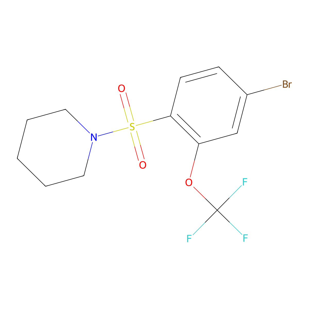1-[4-Bromo-2-(trifluoromethoxy)phenyl]sulfonylpiperidine molecular structure, CAS 1022421-06-2
