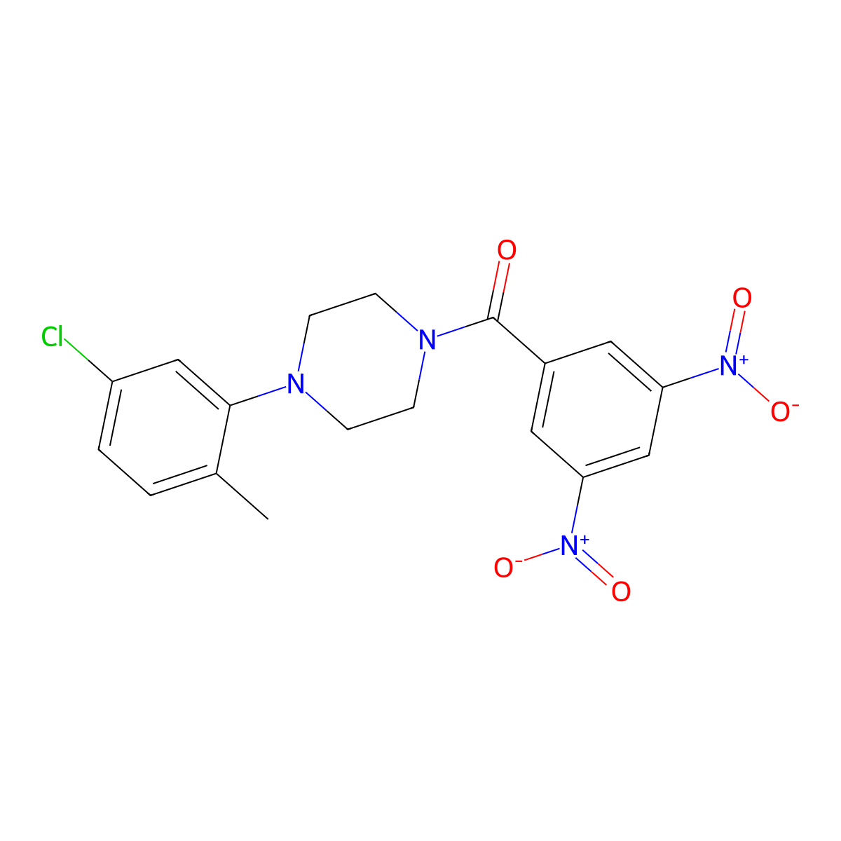 3,5-Dinitrophenyl 4-(5-chloro-2-methylphenyl)piperazinyl ketone molecular structure, CAS 1022421-17-5