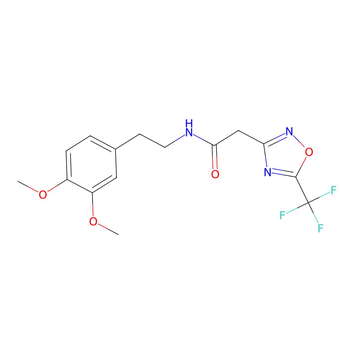 N-[2-(3,4-dimethoxyphenyl)ethyl]-2-[5-(trifluoromethyl)-1,2,4-oxadiazol-3-yl]acetamide molecular structure, CAS 1022424-71-0