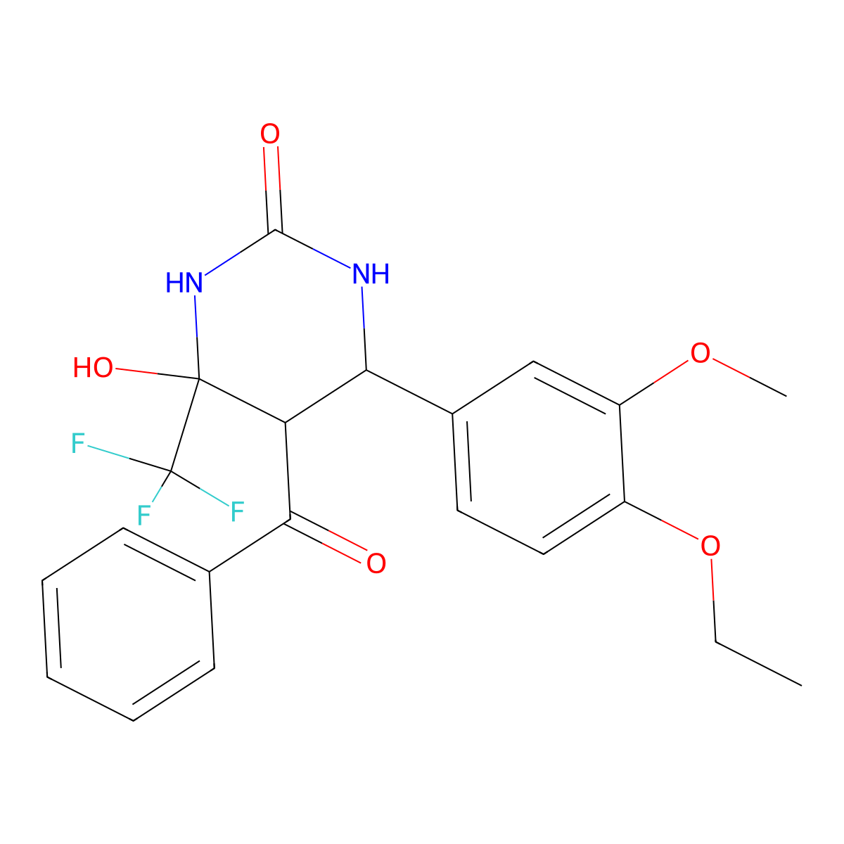 5-Benzoyl-6-(4-ethoxy-3-methoxyphenyl)-4-hydroxy-4-(trifluoromethyl)-1,3-diazinan-2-one molecular structure, CAS 1022424-95-8