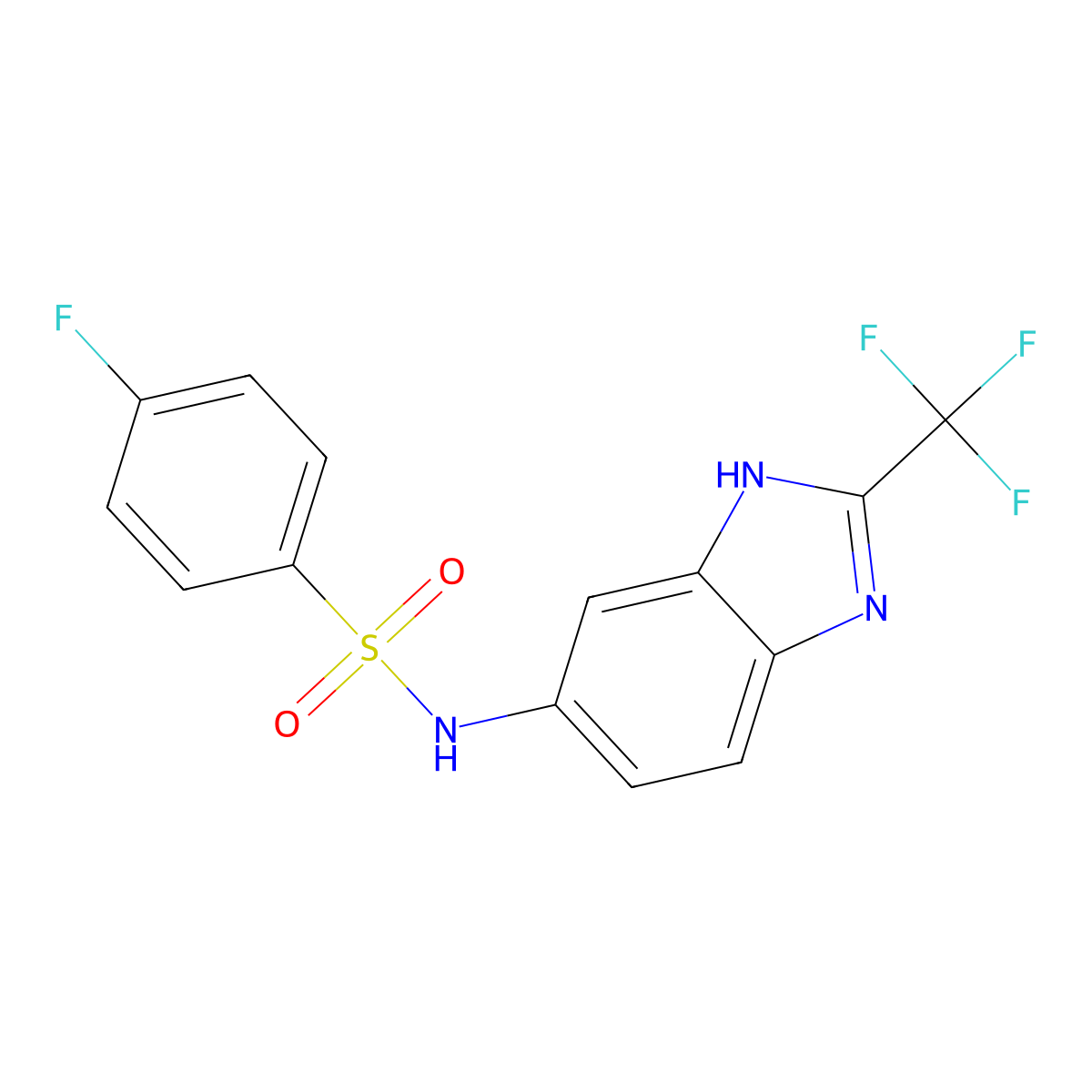 4-fluoro-N-[2-(trifluoromethyl)-1H-benzimidazol-6-yl]benzenesulfonamide molecular structure, CAS 1022428-34-7