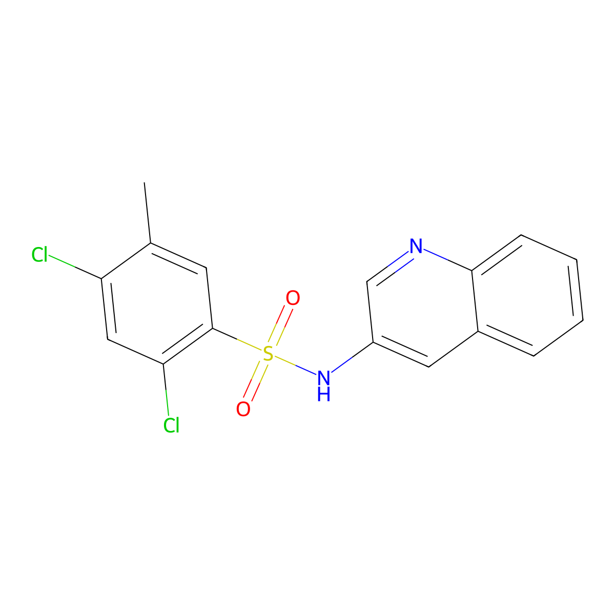 2,4-dichloro-5-methyl-N-quinolin-3-ylbenzenesulfonamide molecular structure, CAS 1022429-60-2