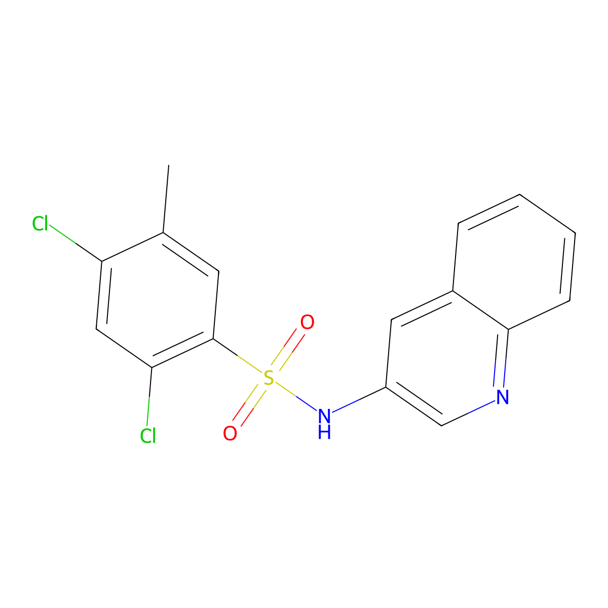 2,4-dichloro-5-methyl-N-quinolin-3-ylbenzenesulfonamide molecular structure, CAS 1022429-60-2