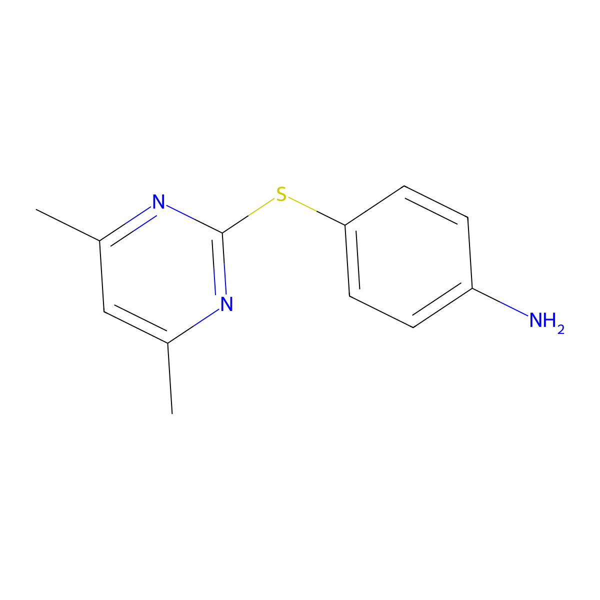 4-((4,6-Dimethylpyrimidin-2-yl)thio)aniline molecular structure, CAS 102243-12-9