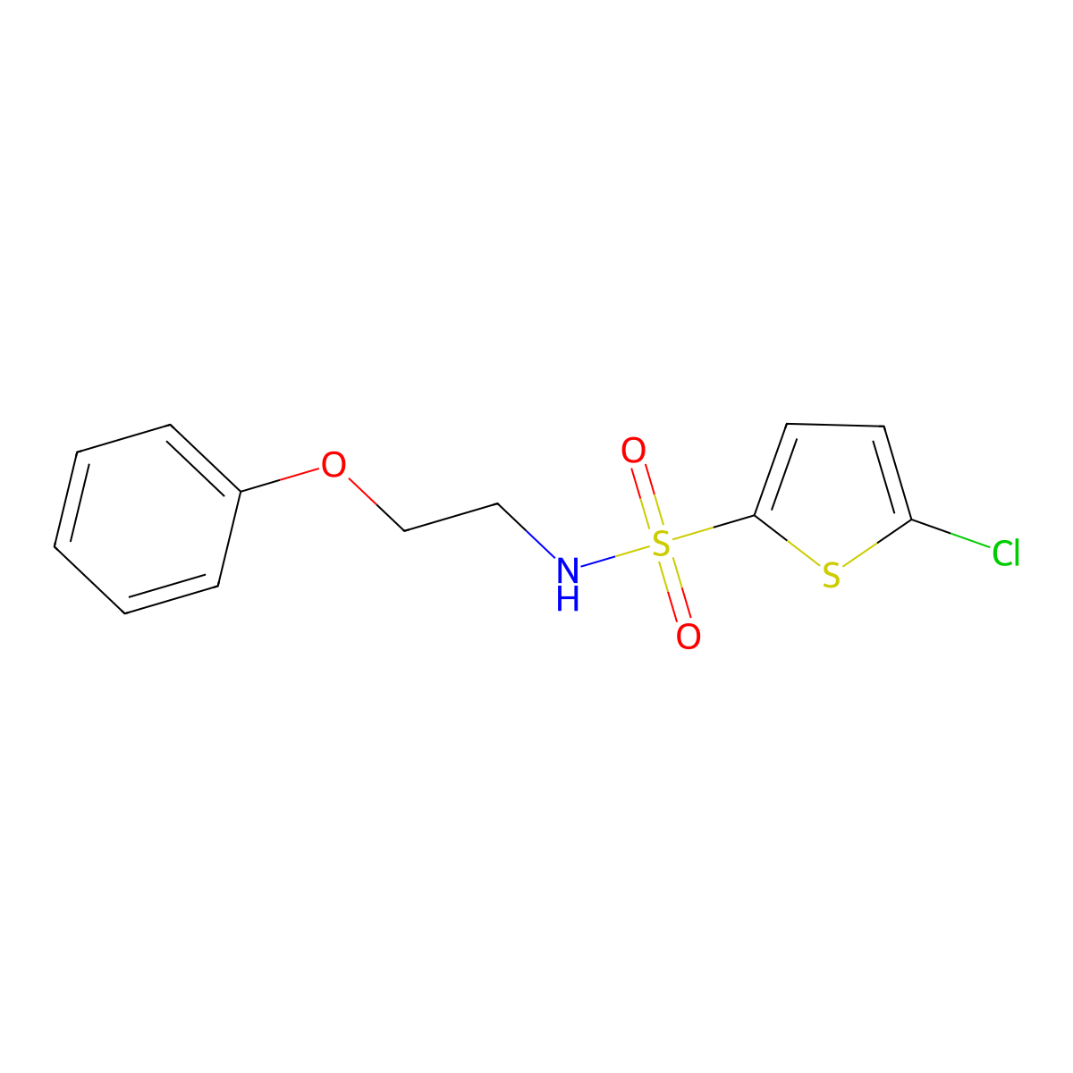 5-chloro-N-(2-phenoxyethyl)thiophene-2-sulfonamide molecular structure, CAS 1022432-83-2