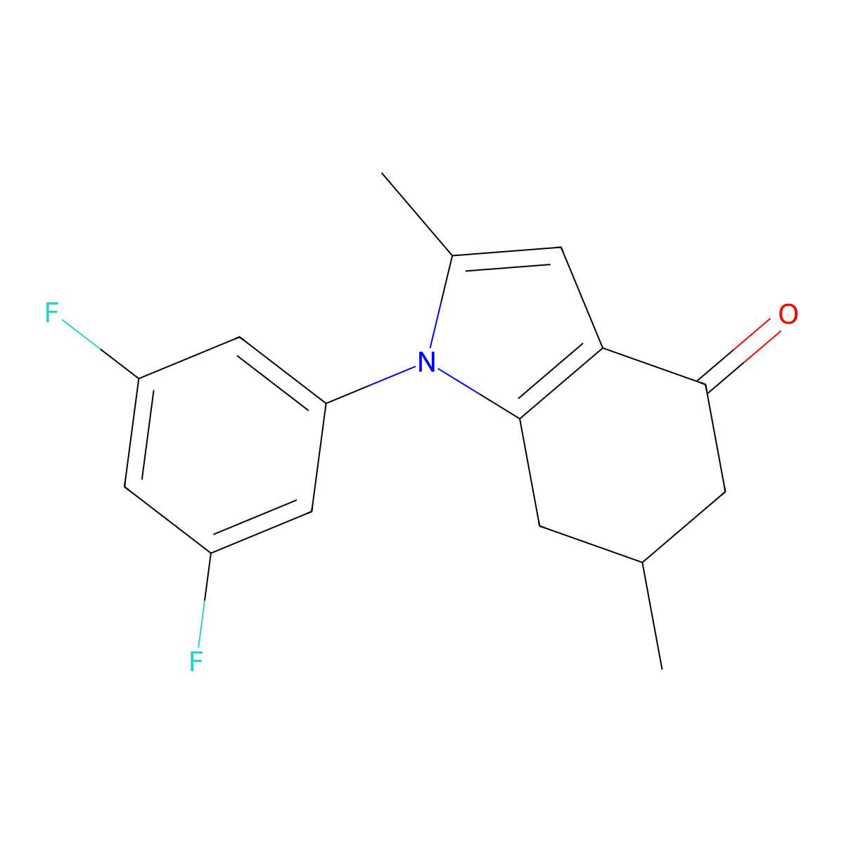 1-(3,5-Difluorophenyl)-2,6-dimethyl-5,6,7-trihydroindol-4-one molecular structure, CAS 1022442-83-6