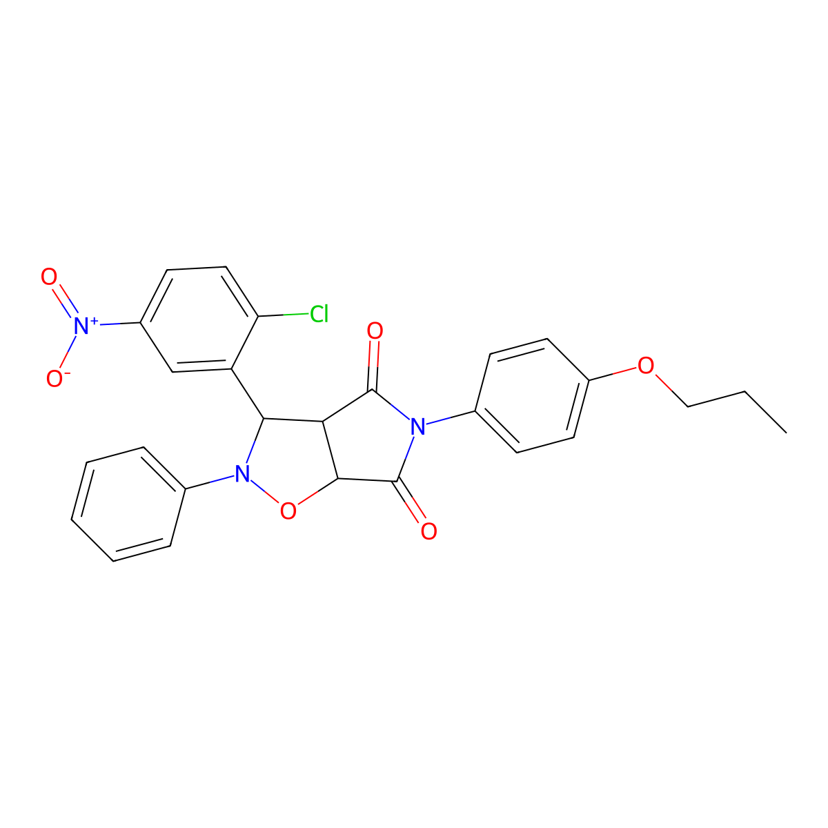 3-(2-chloro-5-nitrophenyl)-2-phenyl-5-(4-propoxyphenyl)dihydro-2H-pyrrolo[3,4-d][1,2]oxazole-4,6(3H,5H)-dione molecular structure, CAS 1022444-33-2