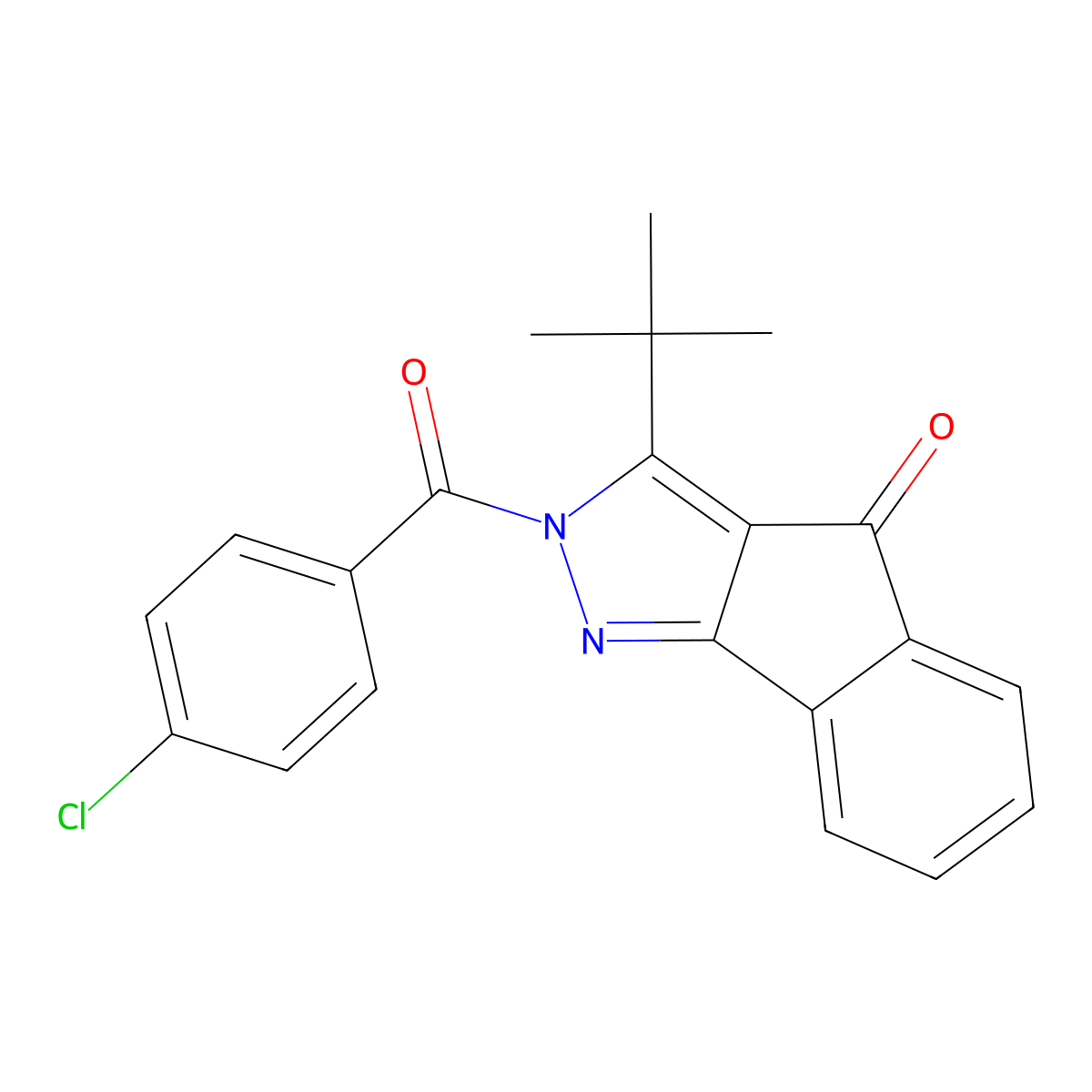 3-(Tert-butyl)-2-((4-chlorophenyl)carbonyl)indeno[3,2-C]pyrazol-4-one molecular structure, CAS 1022446-74-7