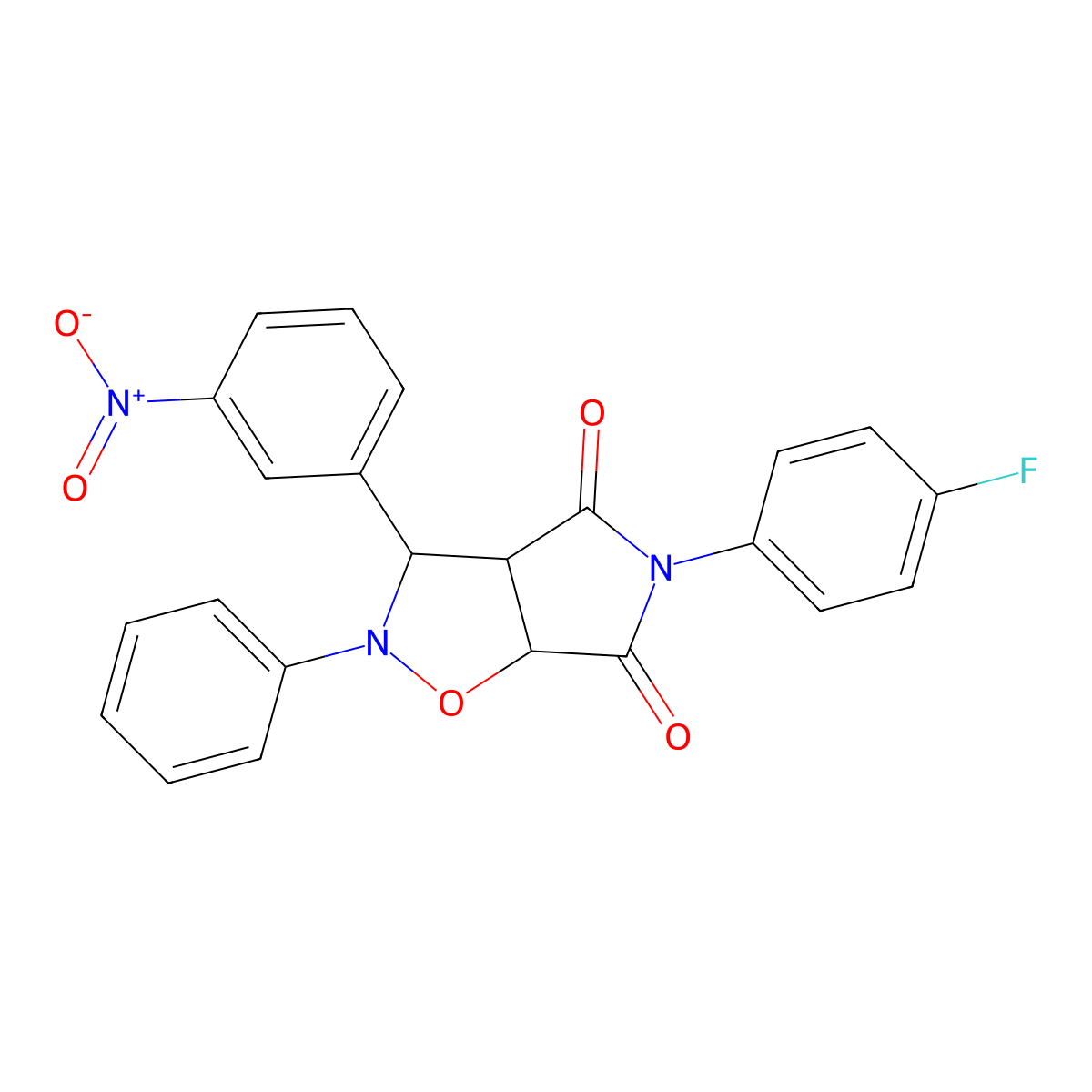 5-(4-fluorophenyl)-3-(3-nitrophenyl)-2-phenyldihydro-2H-pyrrolo[3,4-d][1,2]oxazole-4,6(3H,5H)-dione molecular structure, CAS 1022454-99-4