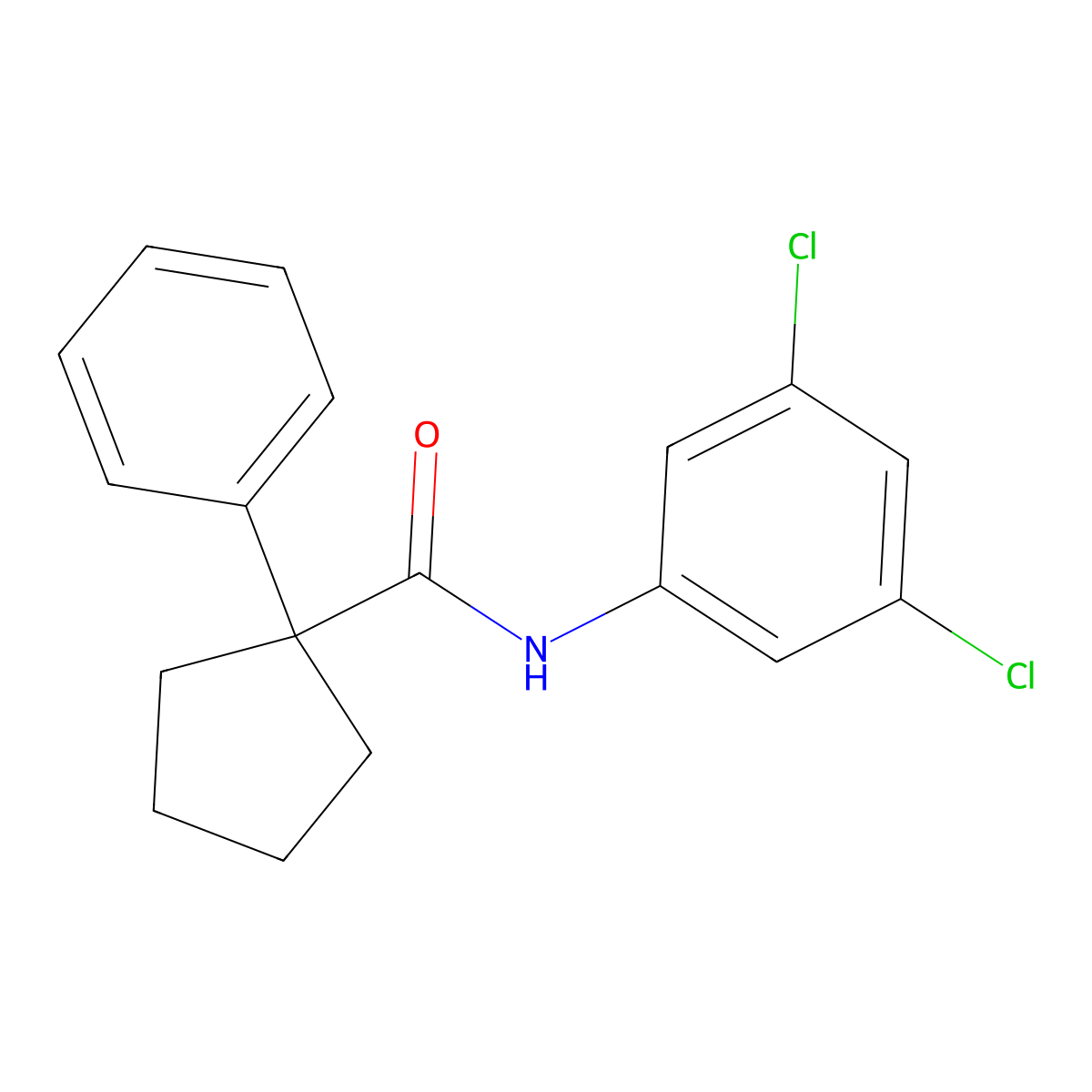 N-(3,5-dichlorophenyl)-1-phenylcyclopentane-1-carboxamide molecular structure, CAS 1022455-12-4