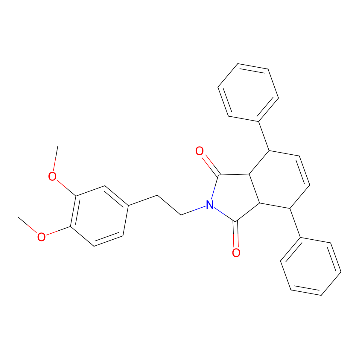 2-[2-(3,4-dimethoxyphenyl)ethyl]-4,7-diphenyl-3a,4,7,7a-tetrahydro-1H-isoindole-1,3(2H)-dione molecular structure, CAS 1022456-26-3