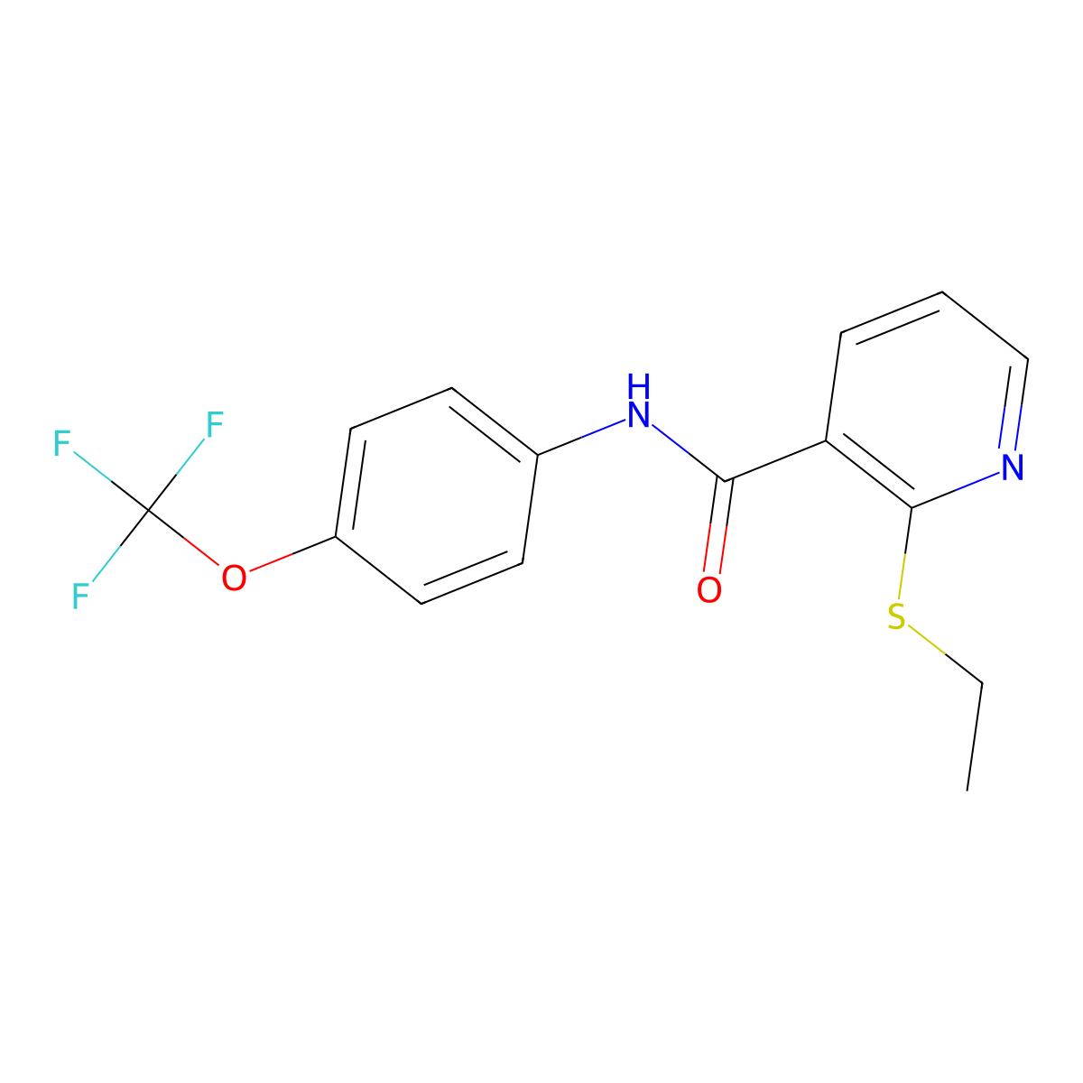 2-ethylsulfanyl-N-[4-(trifluoromethoxy)phenyl]pyridine-3-carboxamide molecular structure, CAS 1022457-10-8