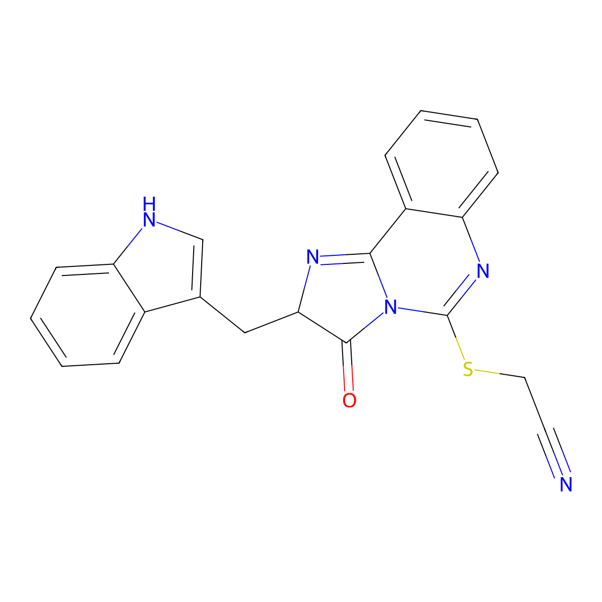 2-({2-[(1H-indol-3-yl)methyl]-3-oxo-2H,3H-imidazo[1,2-c]quinazolin-5-yl}sulfanyl)acetonitrile molecular structure, CAS 1022460-28-1