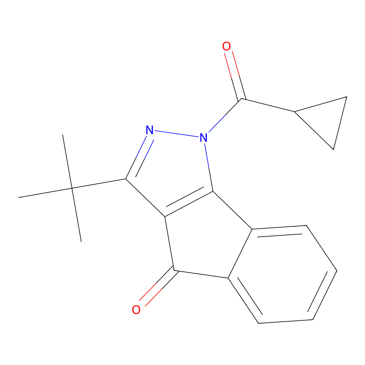3-(Tert-butyl)-1-(cyclopropylcarbonyl)indeno[2,3-D]pyrazol-4-one molecular structure, CAS 1022461-36-4
